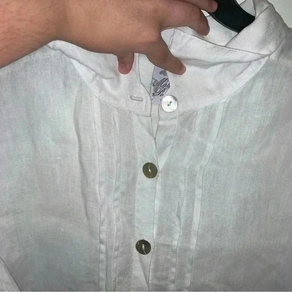 Women’s Match Point Made in USA Linen Oversized Button Front Tunic Small - Picture 3 of 10